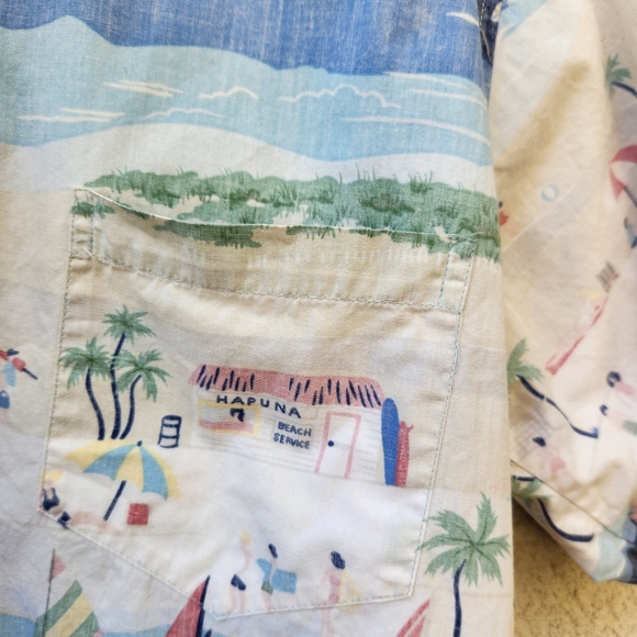 REYN SPOONER Men’s Shirt Large Blue Cotton Reverse Print Hawaiian Sailboats - Picture 5 of 10